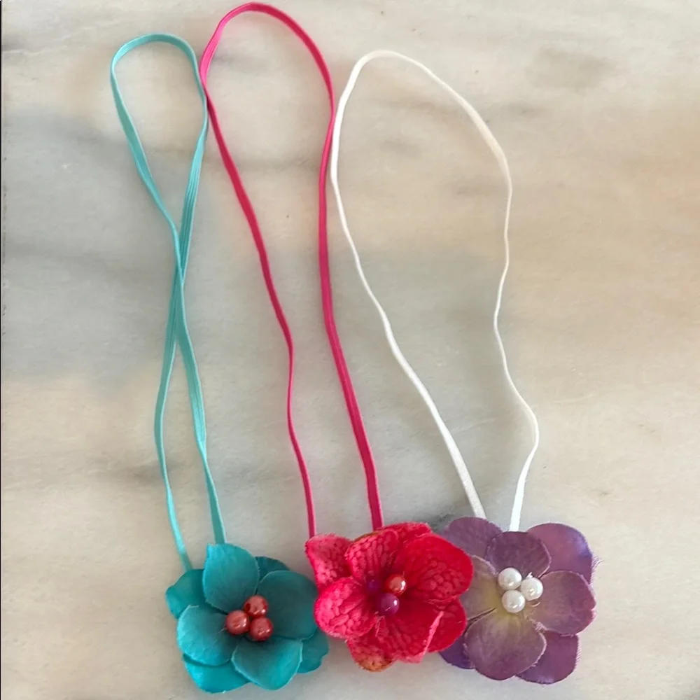 Floral Kids Headbands Set - Teal, Pink, Purple